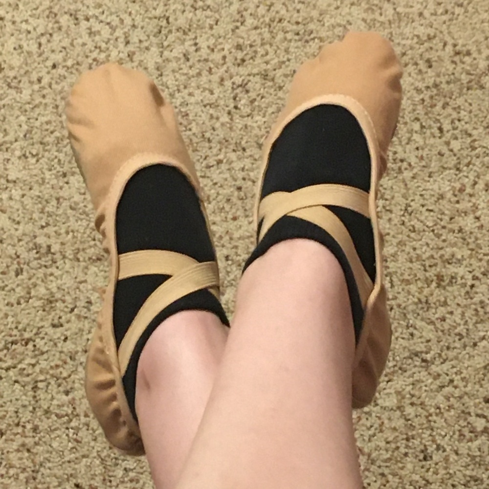 Bloch Adult Fabric Ballet Shoes Nude Split Sole Elastic Women's Size 5